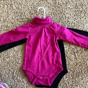 Pink and Black Turtleneck Bodysuits